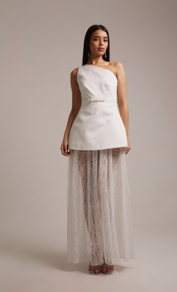 Asos rehearsal dinner bridal dress.