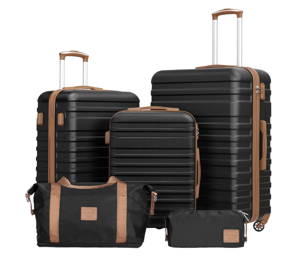 Black suitcase set from Amazon for wedding registry.