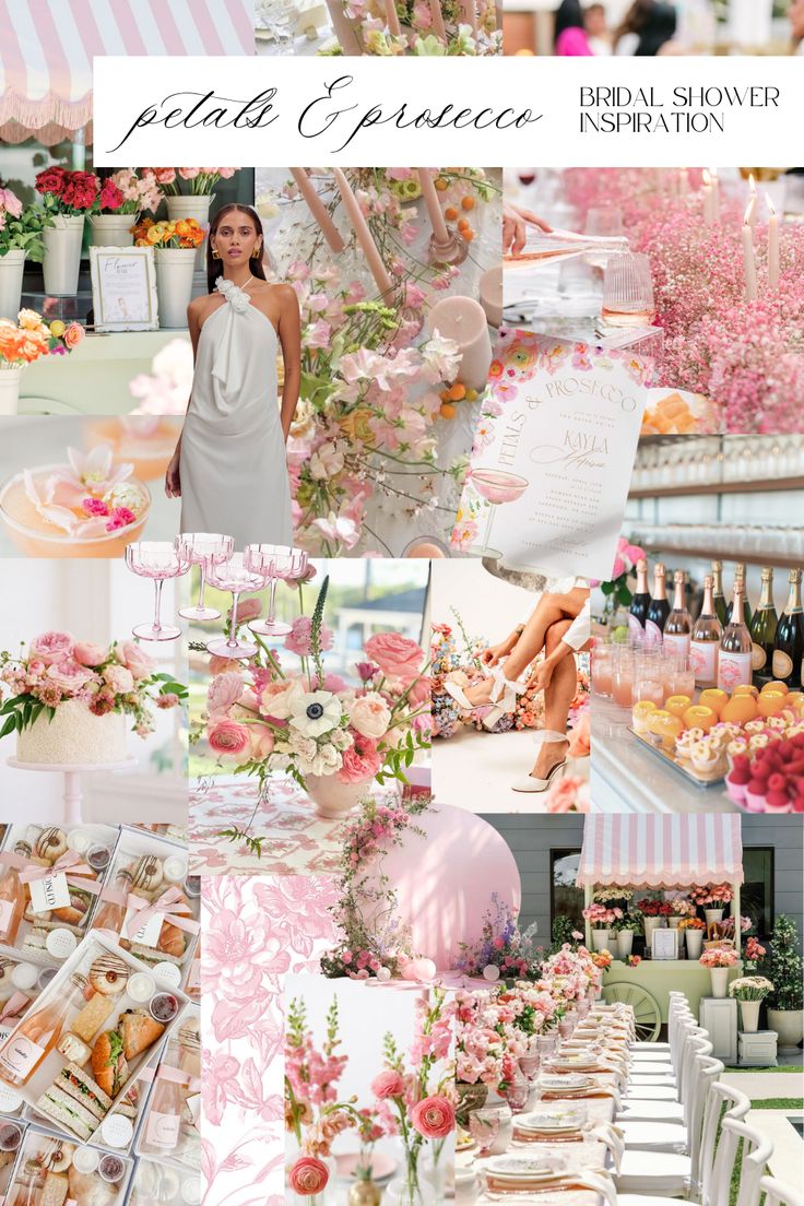 Petals and prosecco bridal shower theme.