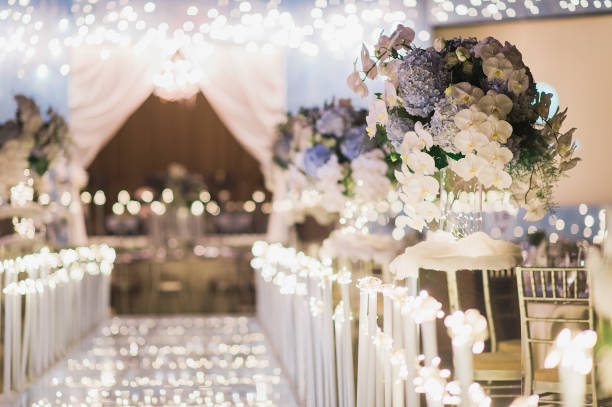 Beautiful wedding ceremony set up with blue subtle colors.