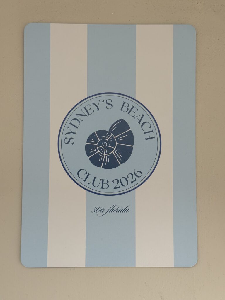 Beach bachelorette DIY decor- custom itinerary, front of card.