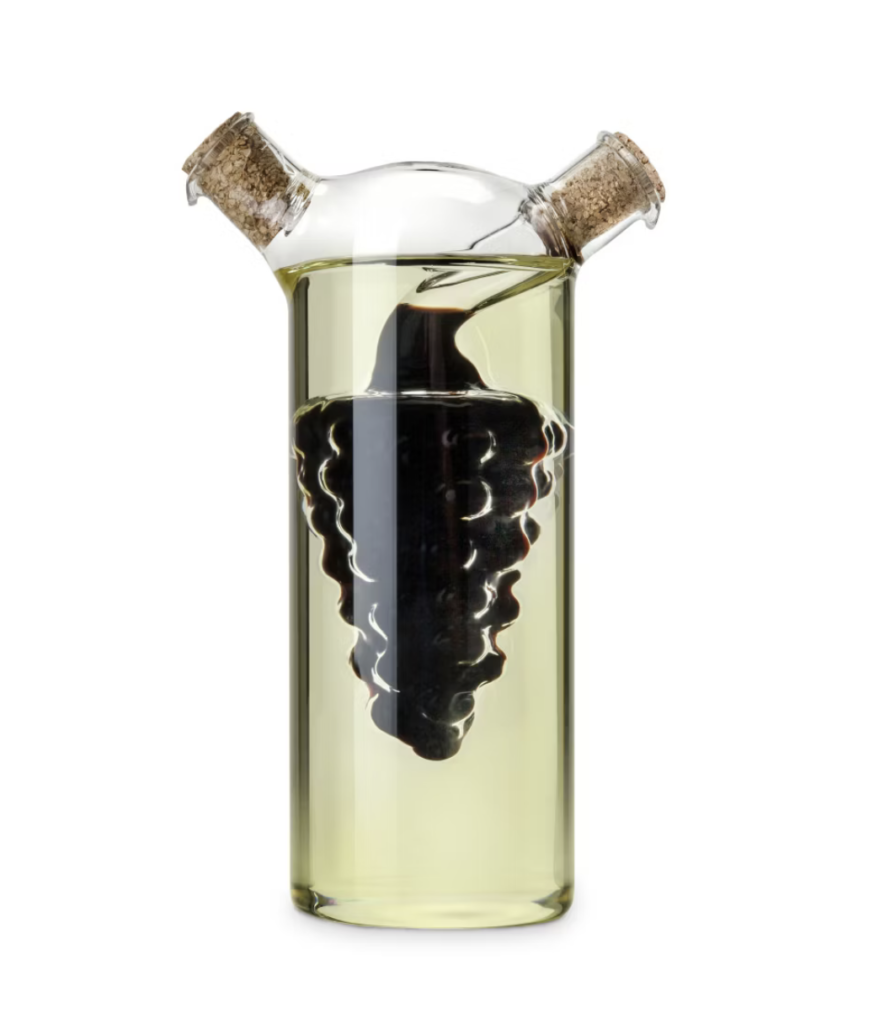 Olive oil and vinegar cruet for wedding a registry.