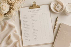 Aesthetic image of a wedding guest list.